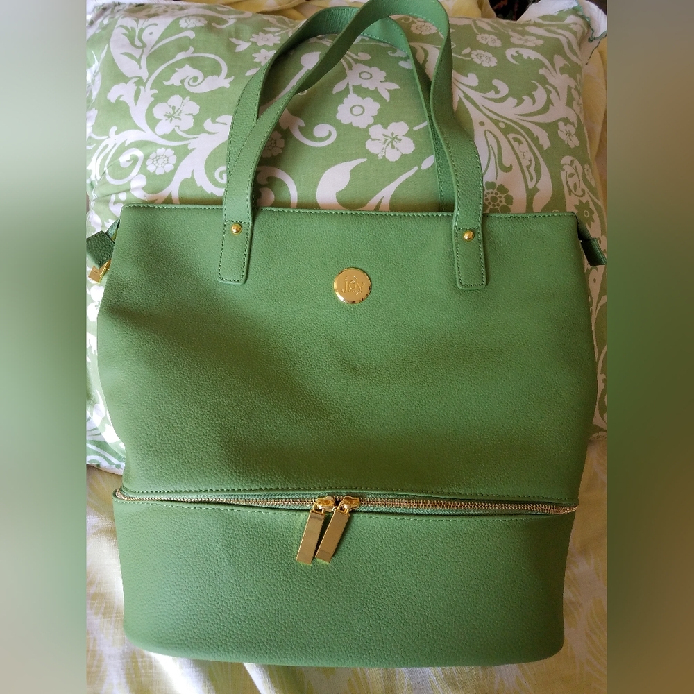 Joy Mangano Double Decker Tote with 3 extra accessories.